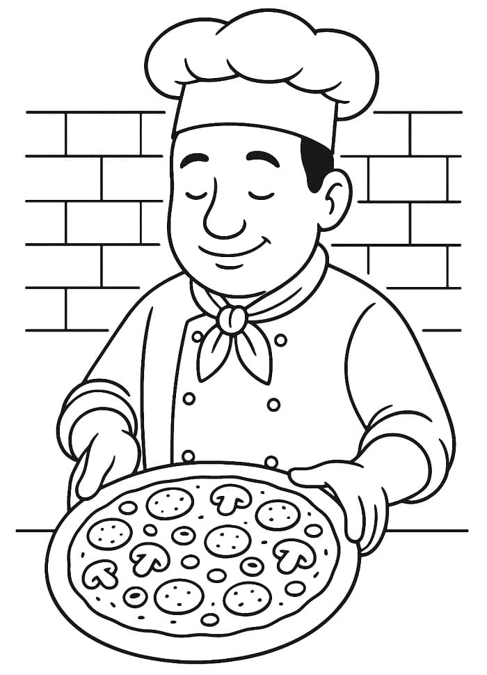 Gratis Pizzaiolo Stampabile da colorare