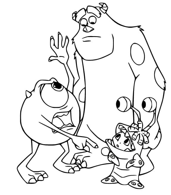 Monsters e Co per Bimbi di 1 Anno da colorare
