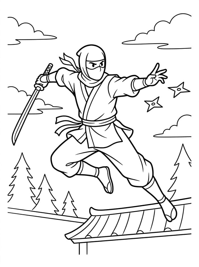 Ninja in Azione da colorare