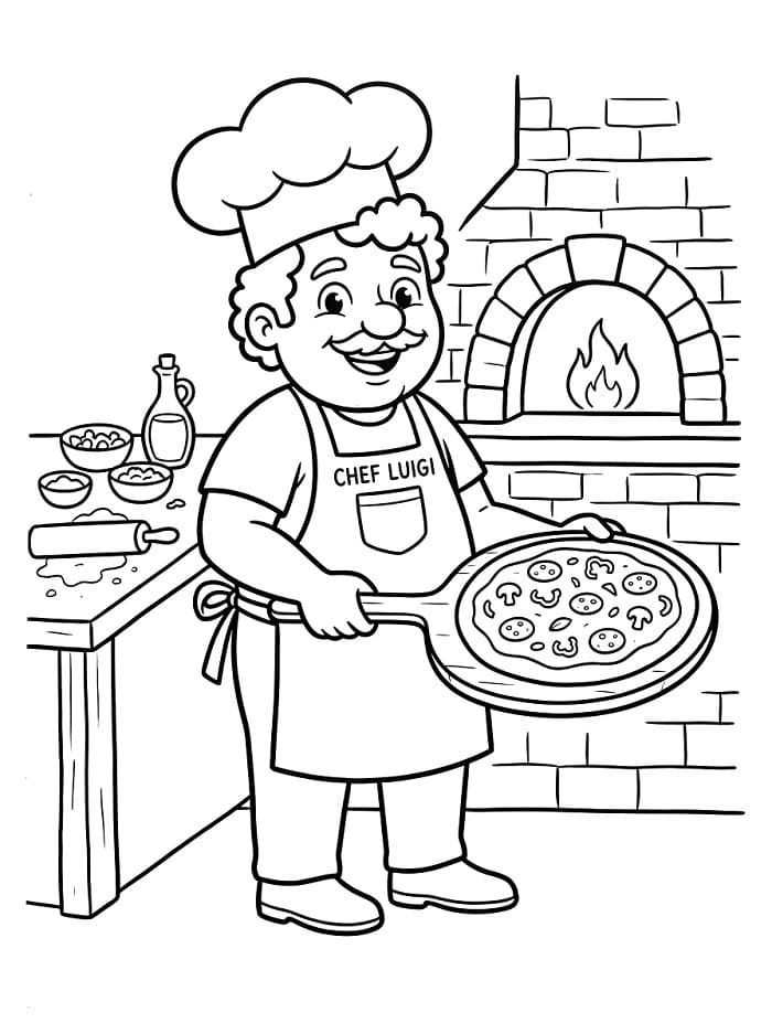 Pizzaiolo Facile da colorare