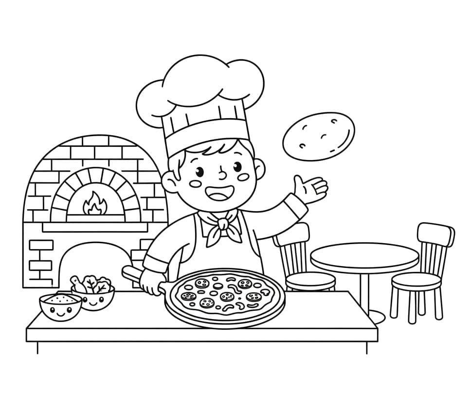 Pizzaiolo Gratis Stampabile da colorare