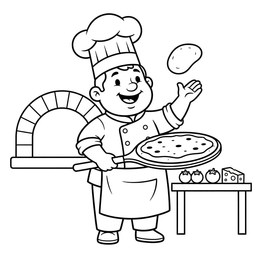 Pizzaiolo Gratis per Bambini da colorare