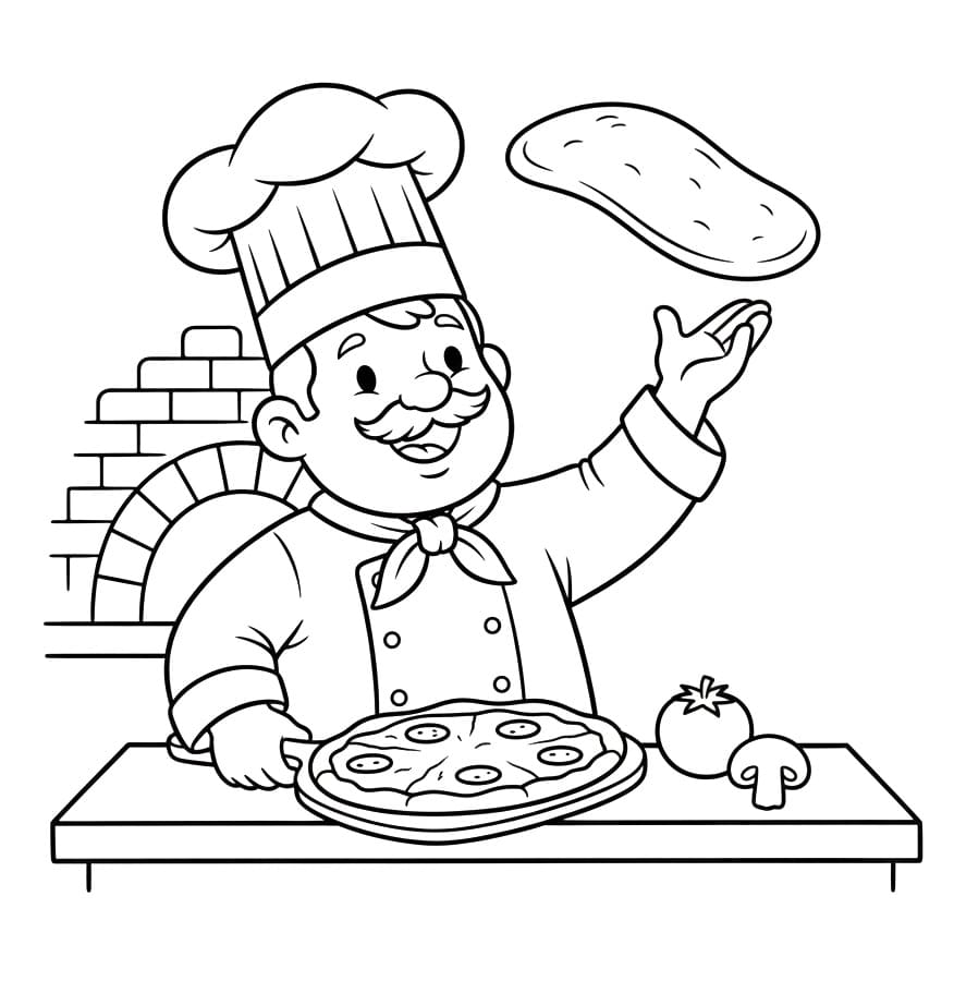 Pizzaiolo Gratuito da colorare