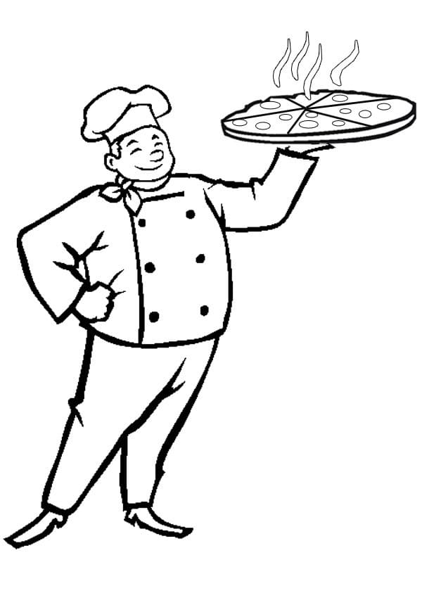 Pizzaiolo Sorridente da colorare