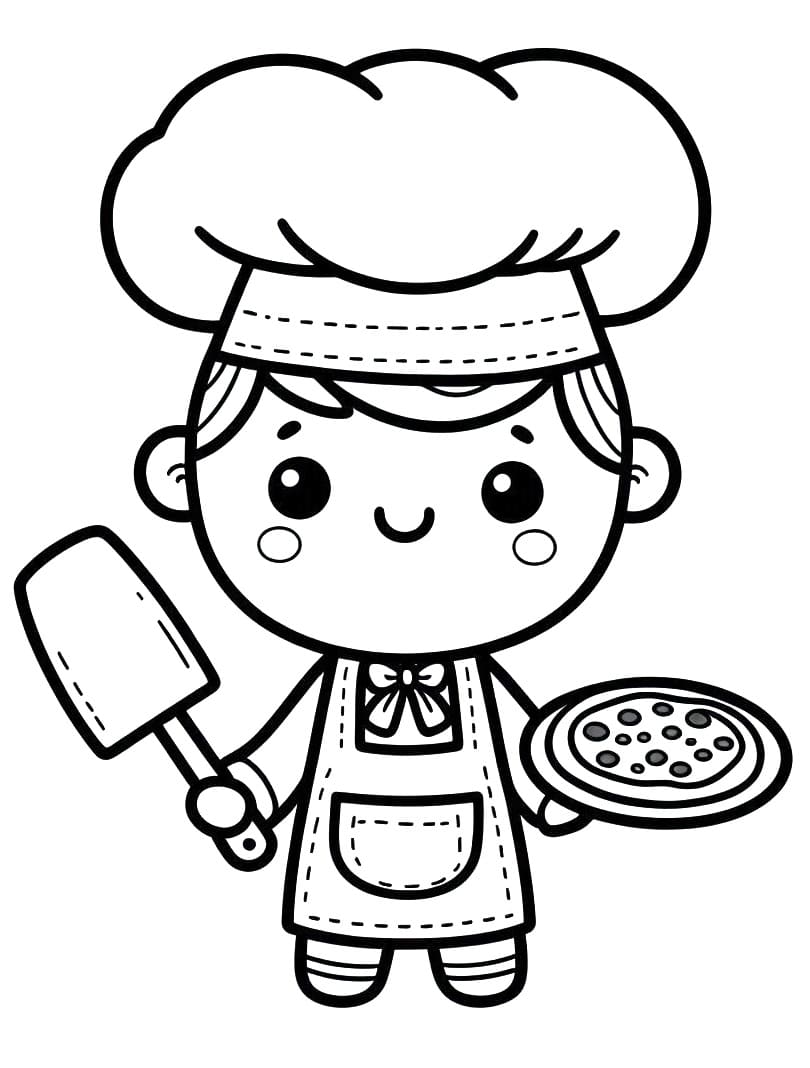 Pizzaiolo Stampabile per Piccoli da colorare