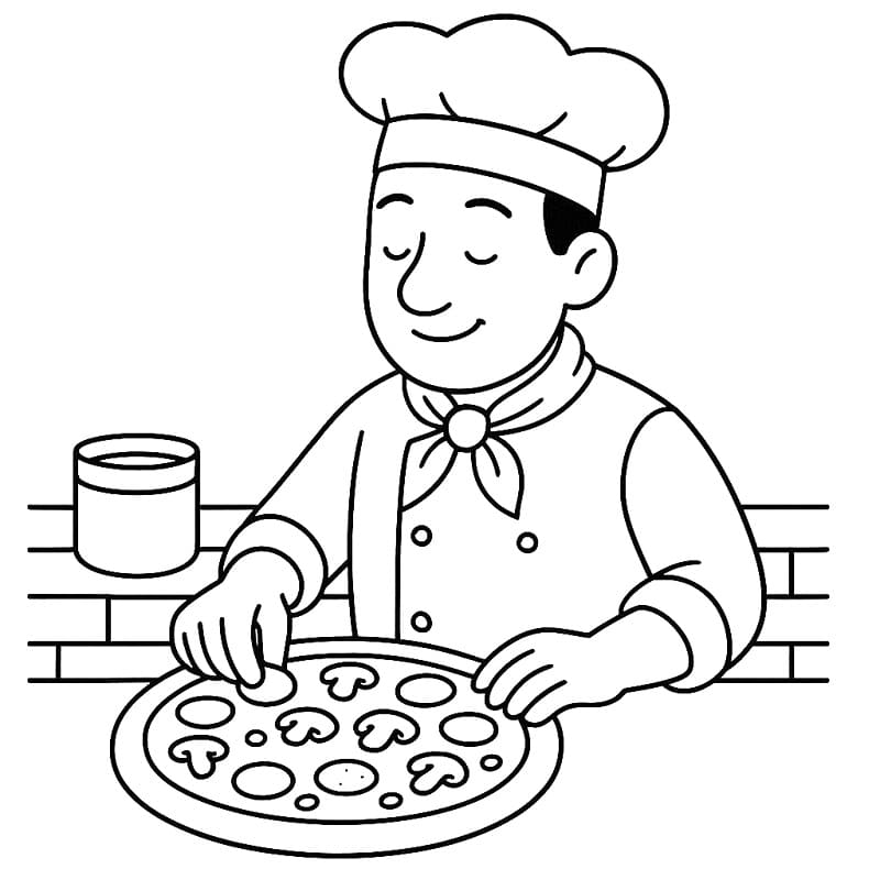 Pizzaiolo per Bimbi da colorare