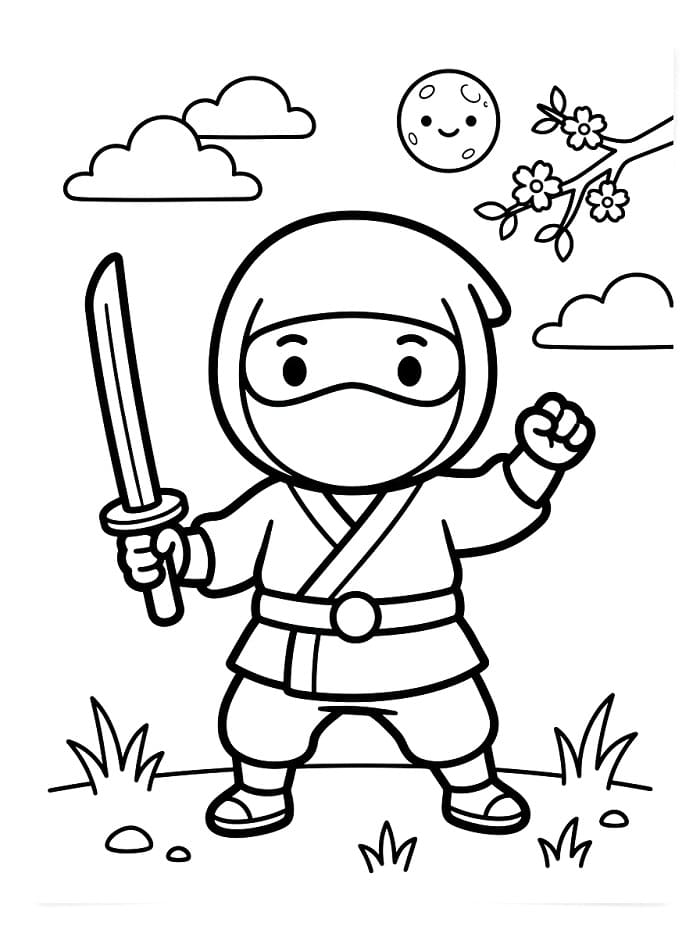 Un Ninja Carino da colorare