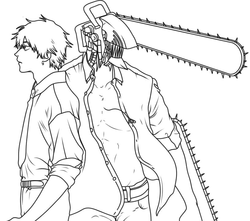 Chainsaw Man Stampabile per Bambini da colorare