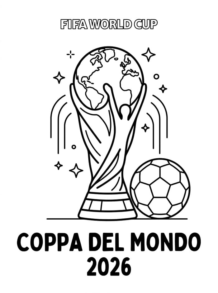 Coppa del Mondo 2026 Gratis per Bambini da colorare