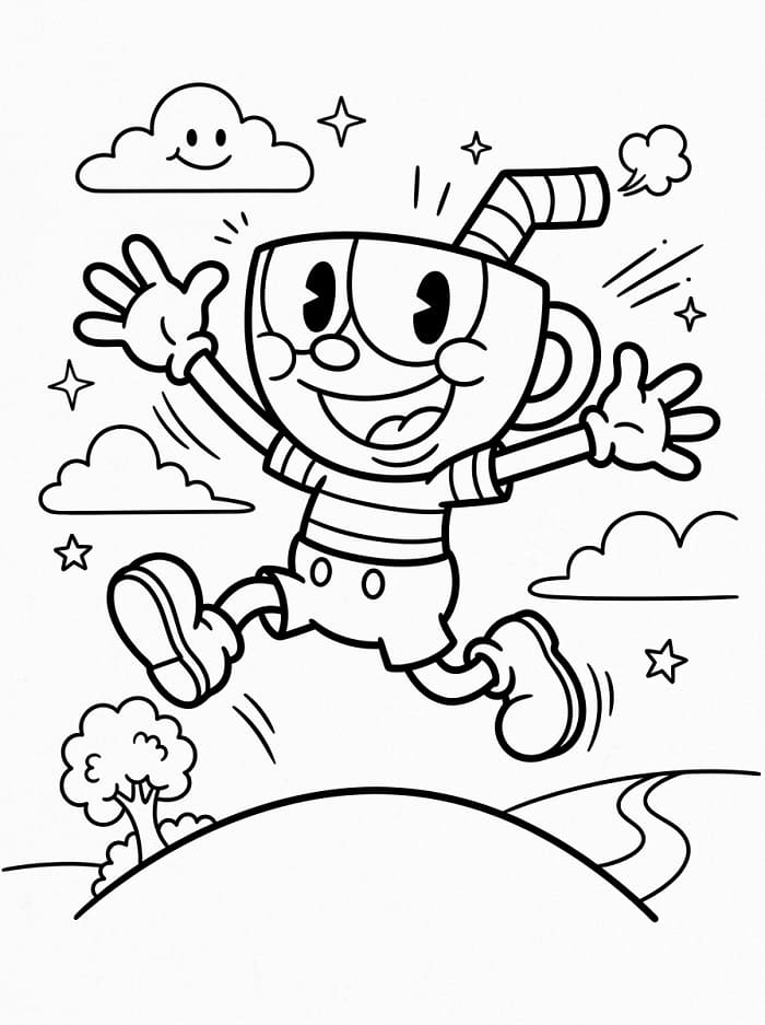 Cuphead Facile da colorare