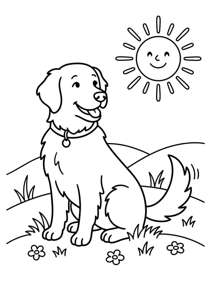 Golden Retriever Facile da colorare