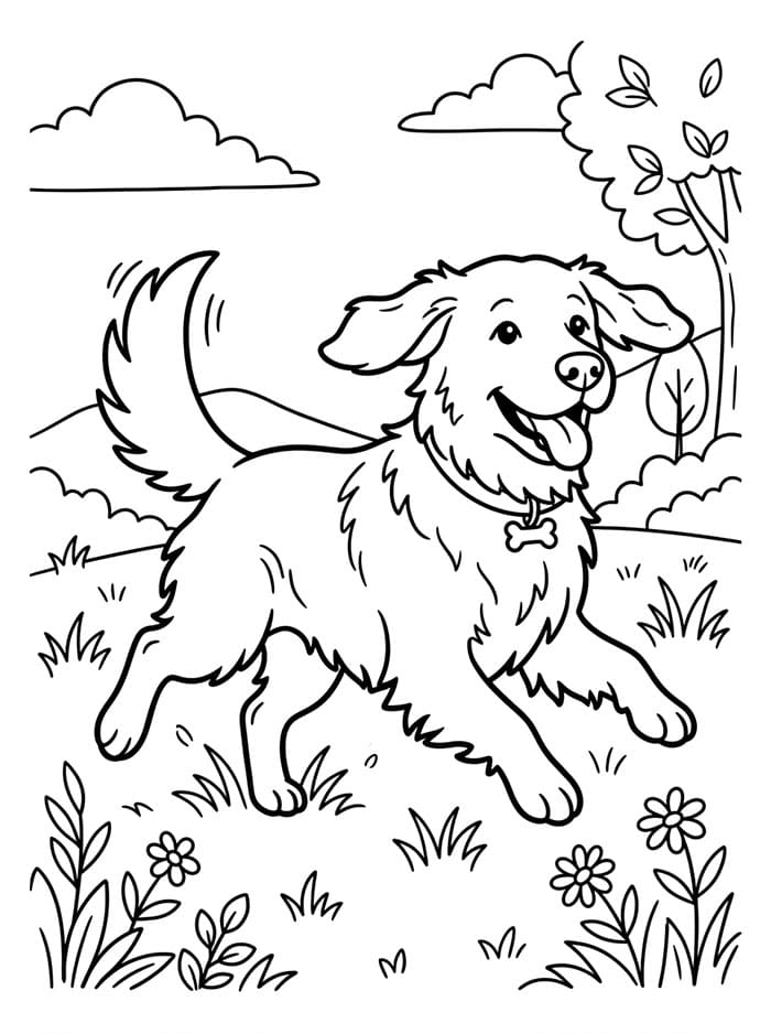 Golden Retriever Gratis Stampabile da colorare