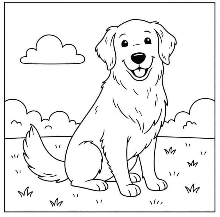 Golden Retriever per Bimbi di 5 Anni da colorare