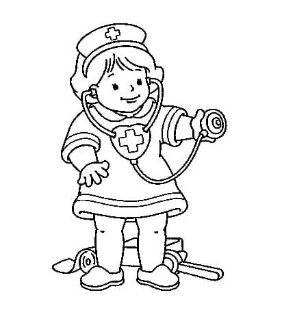 Infermiera per Bimbi di 4 Anni da colorare