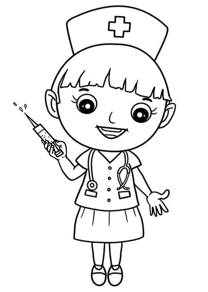 Infermiera per Bimbi di 5 Anni da colorare