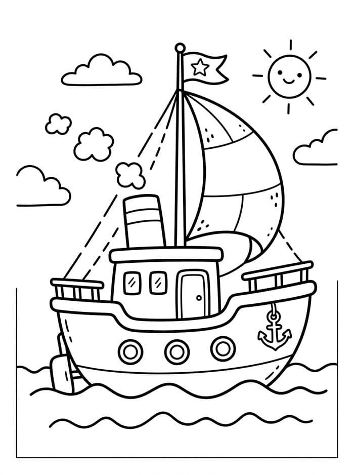 Nave per Bimbi di 4 Anni da colorare