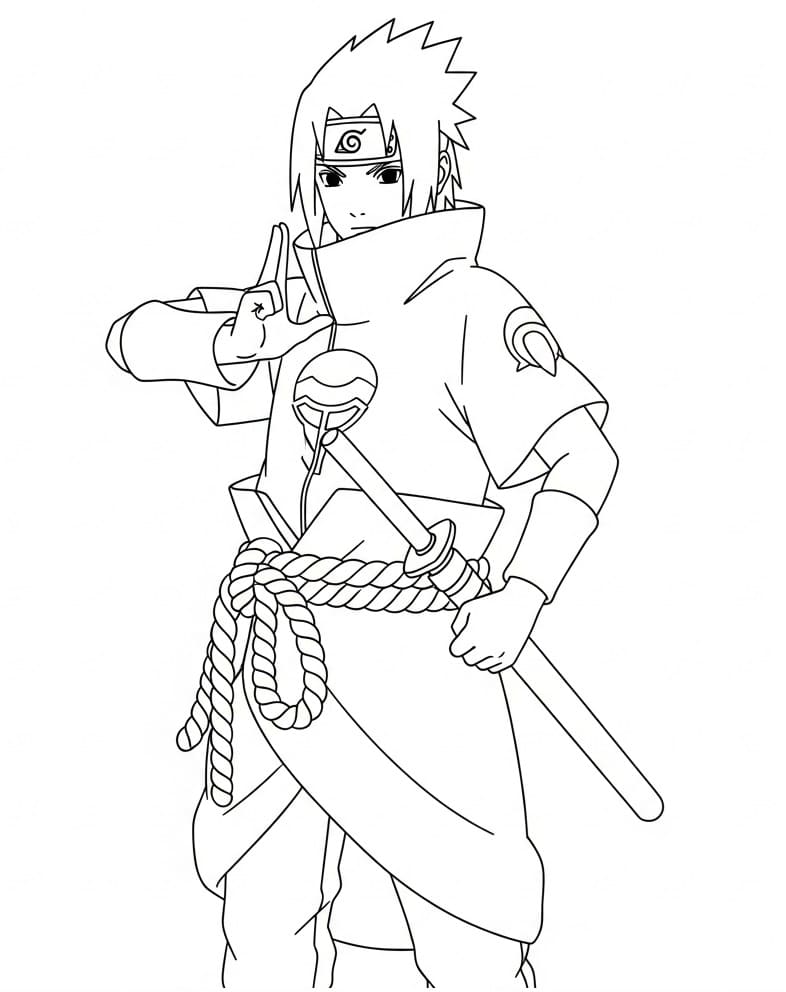 Sasuke nell'Anime Naruto da colorare