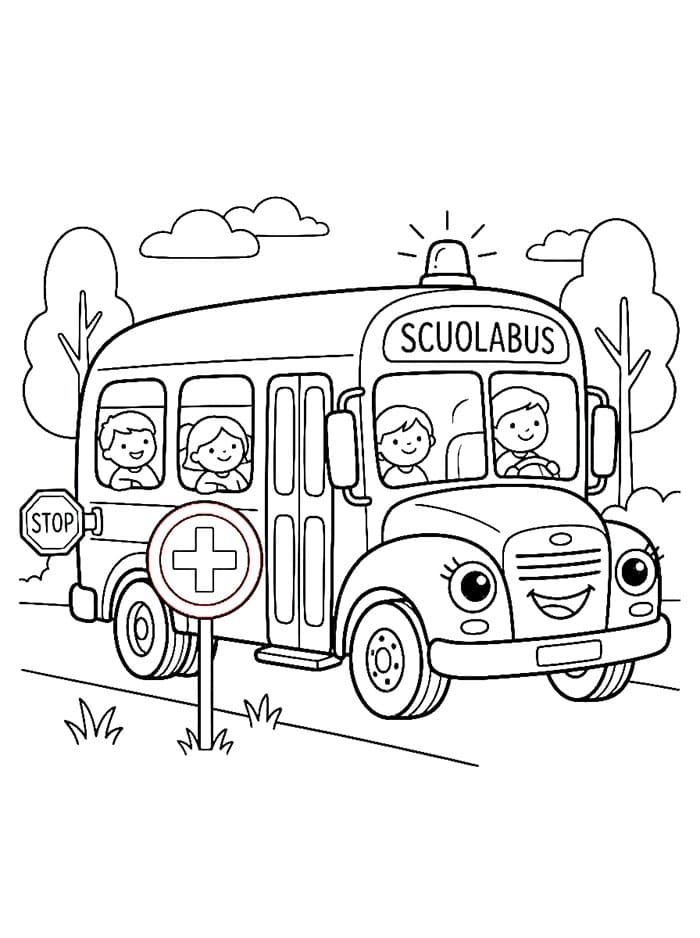 Scuolabus Incantevole da colorare