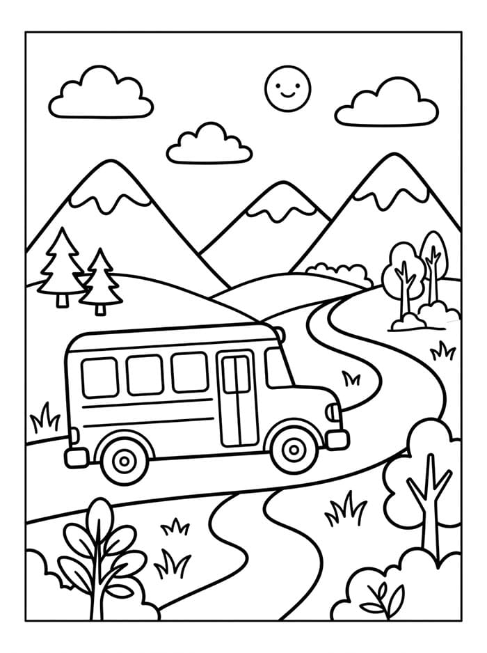 Scuolabus Stampabile Gratis da colorare