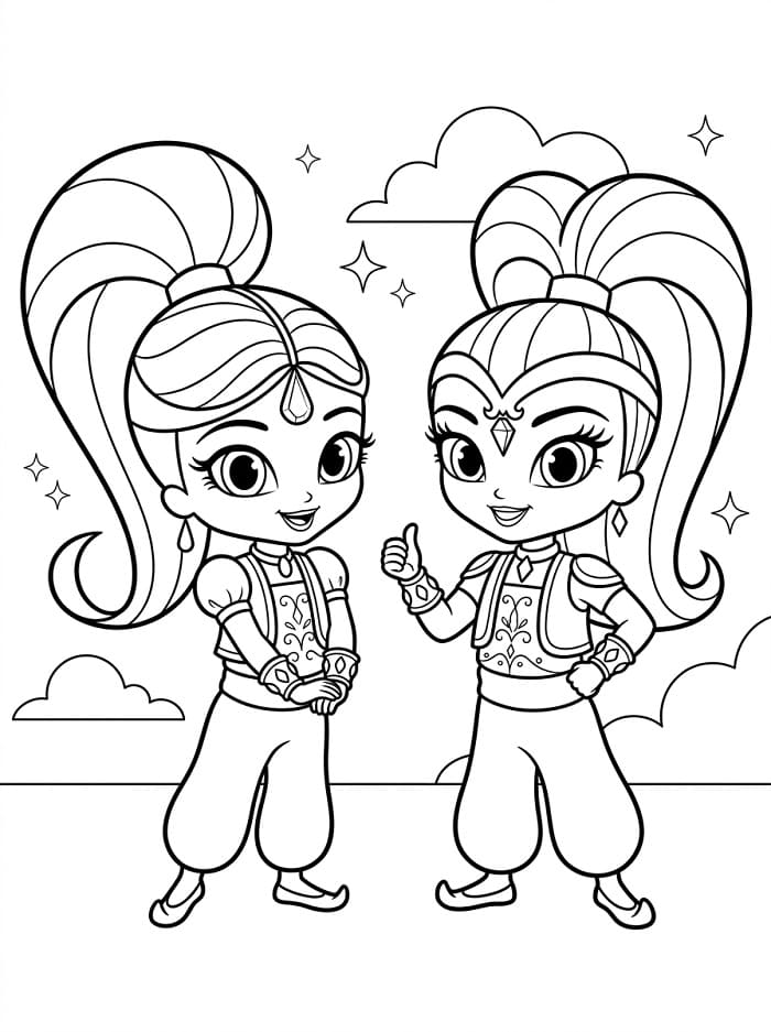 Shimmer e Shine Cartone da colorare