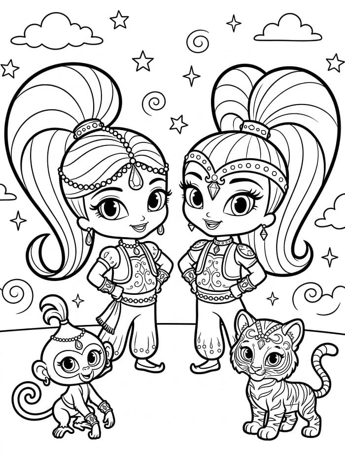 Shimmer e Shine Felice da colorare