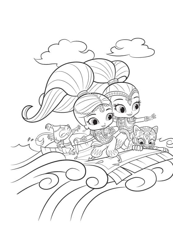 Shimmer e Shine Gratis Stampabile da colorare