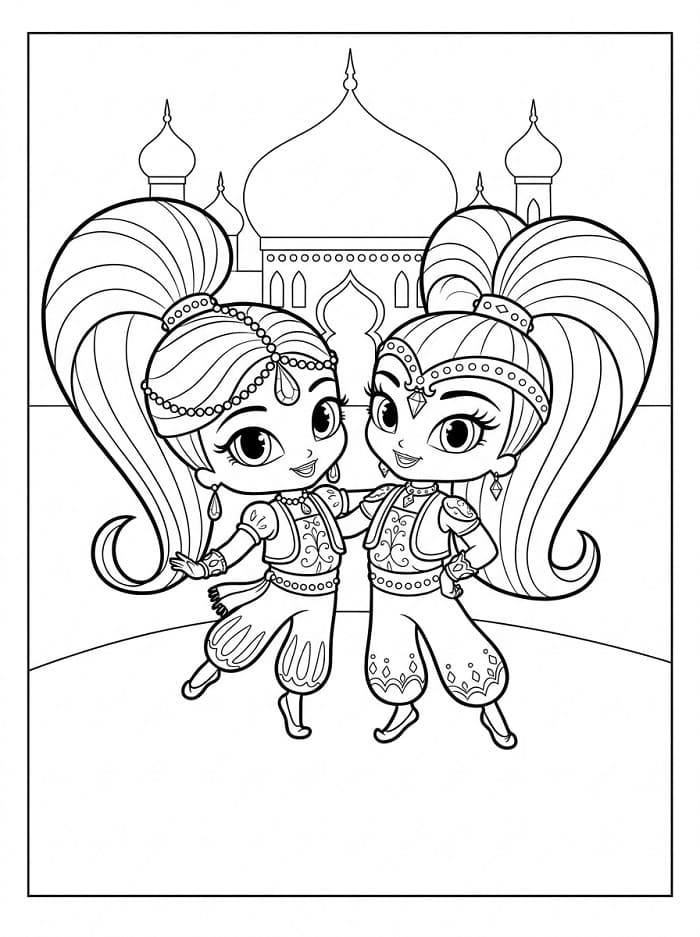 Shimmer e Shine Semplice da colorare