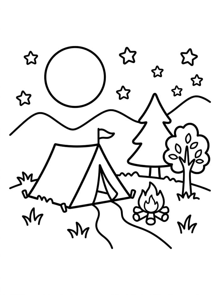 Campeggio Gratis per Bambini da colorare