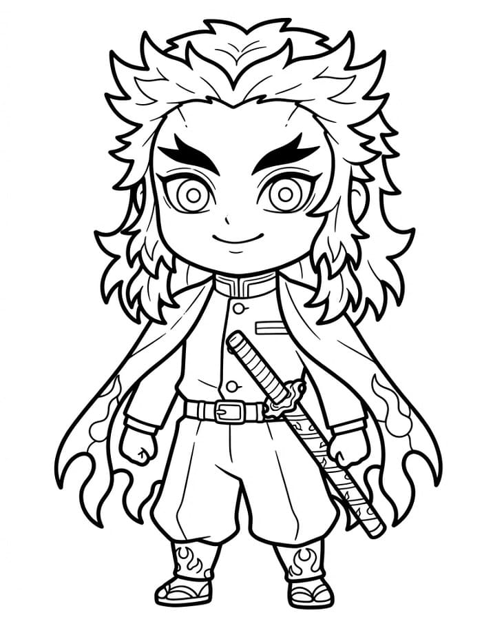 Chibi Kyojuro Rengoku da colorare