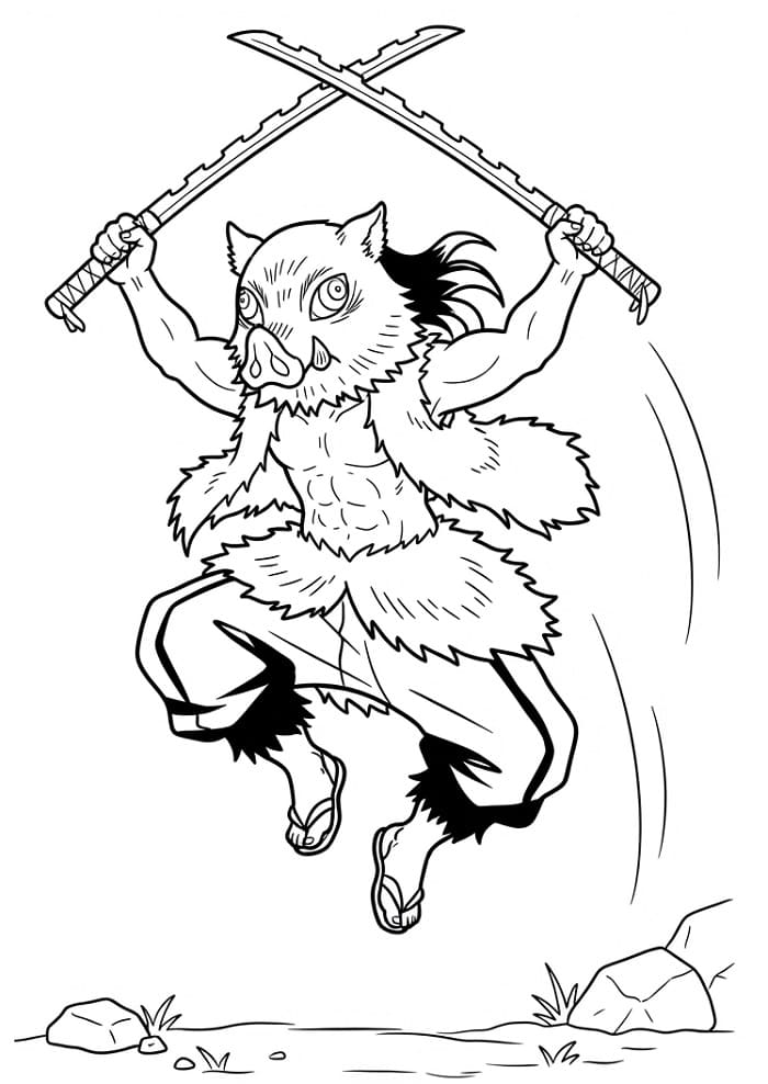 Demon Slayer Inosuke da colorare