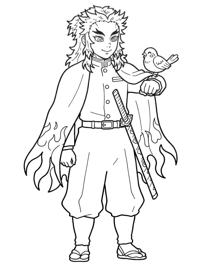Demon Slayer Kyojuro Rengoku da colorare