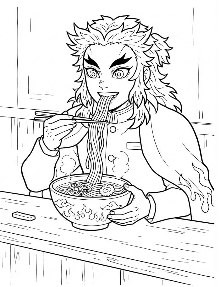Kyojuro Rengoku a pranzo da colorare