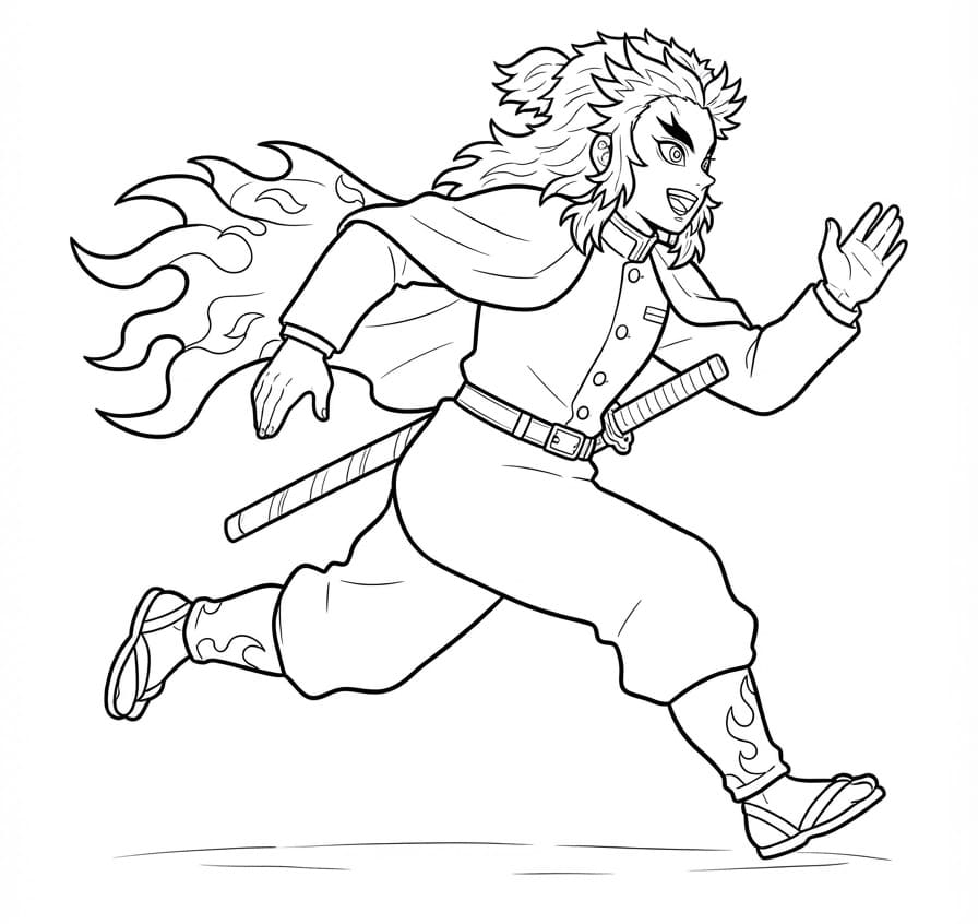 Kyojuro Rengoku in corsa da colorare