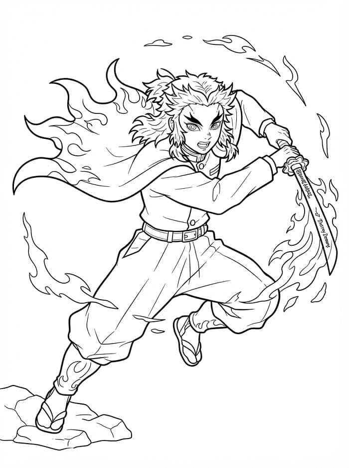 Meraviglioso Kyojuro Rengoku da colorare