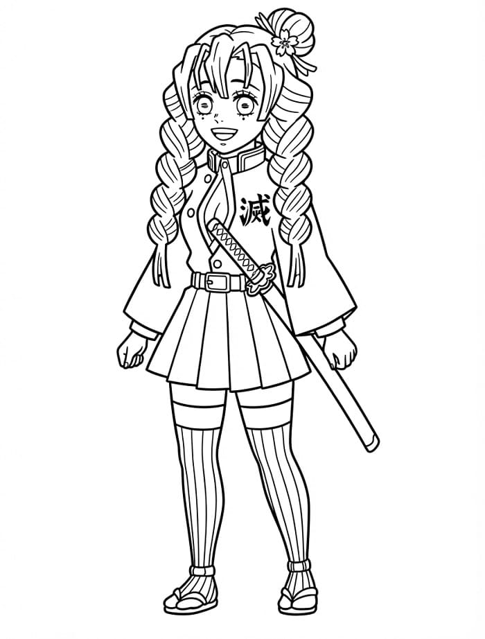 Mitsuri Kanroji in Demon Slayer da colorare