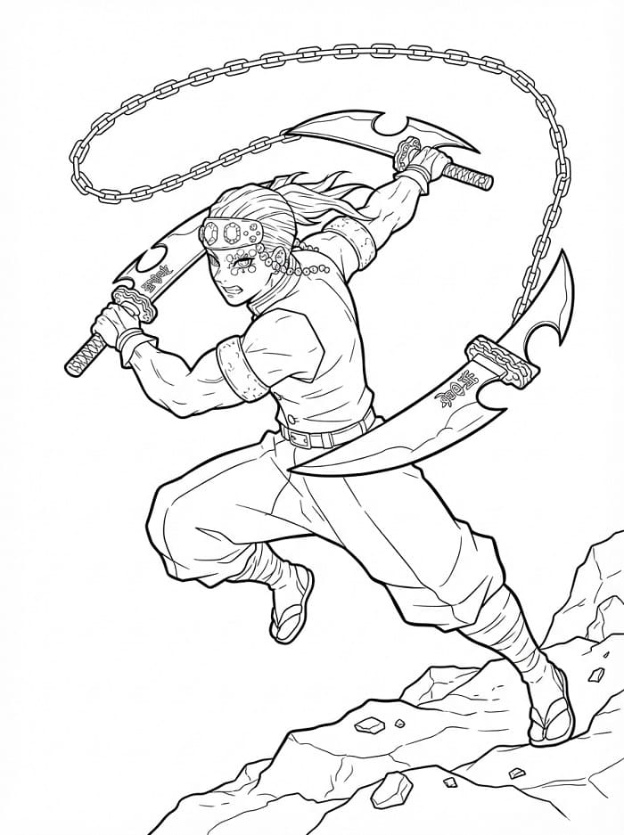 Tengen Uzui Azione da colorare