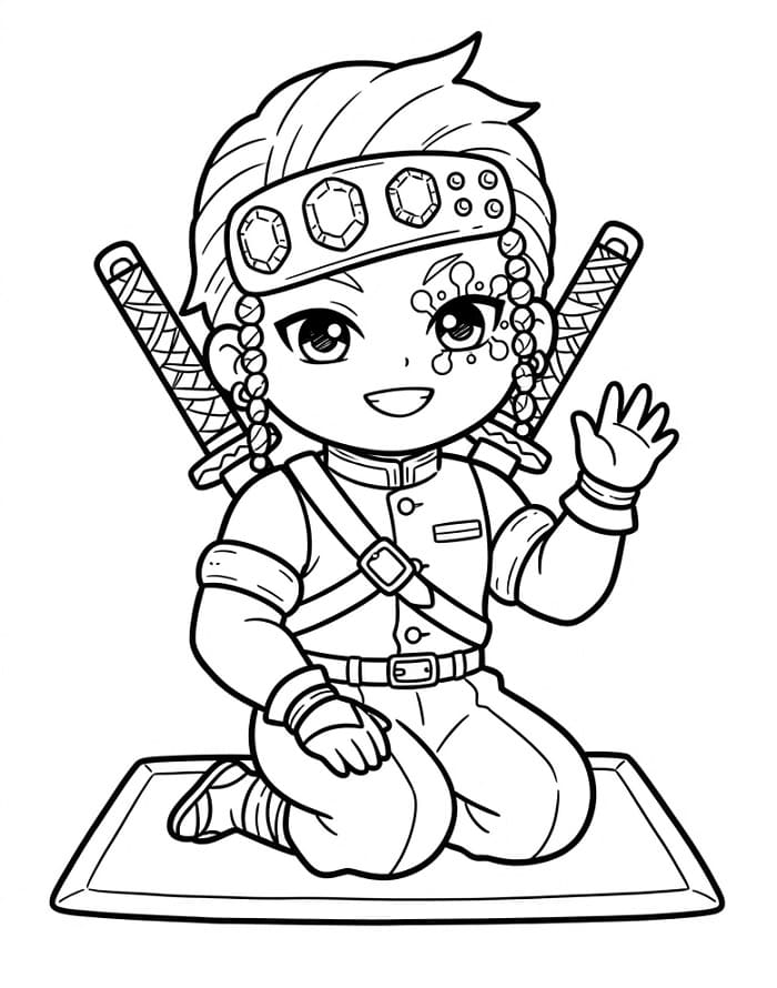 Tengen Uzui Chibi da colorare