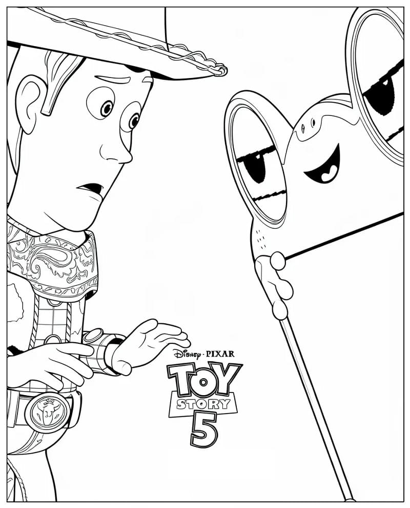 Woody e Lilypad di Toy Story 5 da colorare