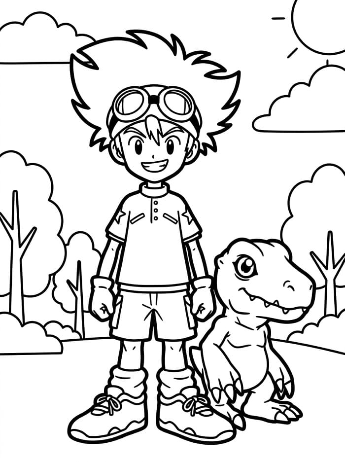 Yagami Taichi e Agumon da colorare