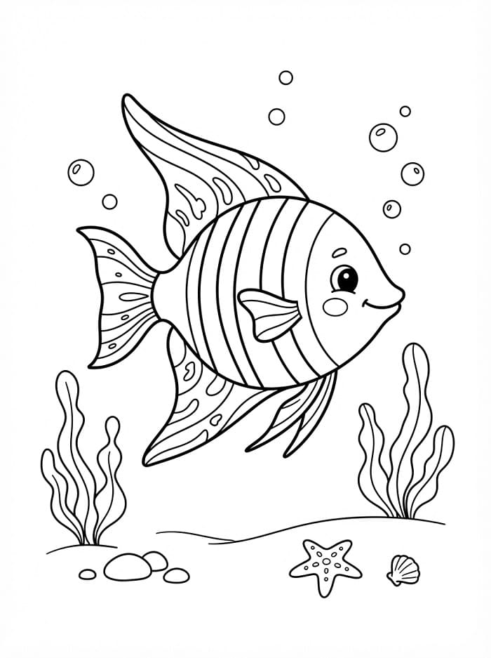 Carino Pesce Angelo da colorare