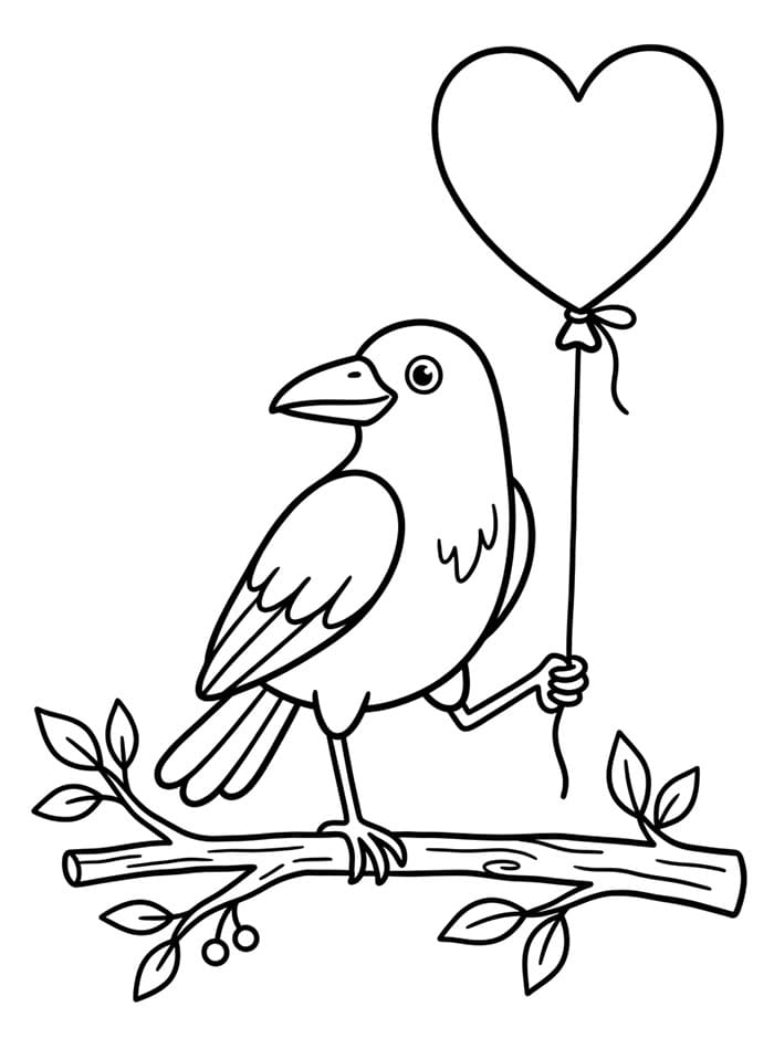 Corvo con palloncino da colorare