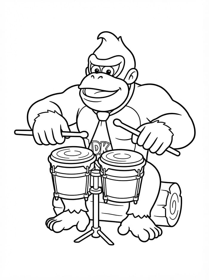 Donkey Kong suona il tamburo da colorare