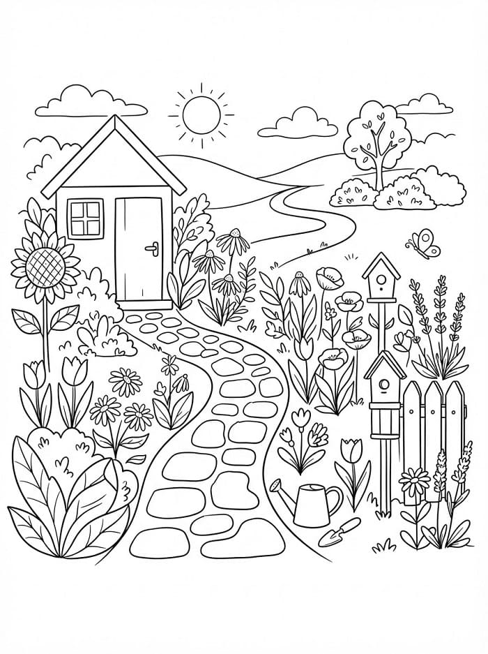 Giardino Base da colorare