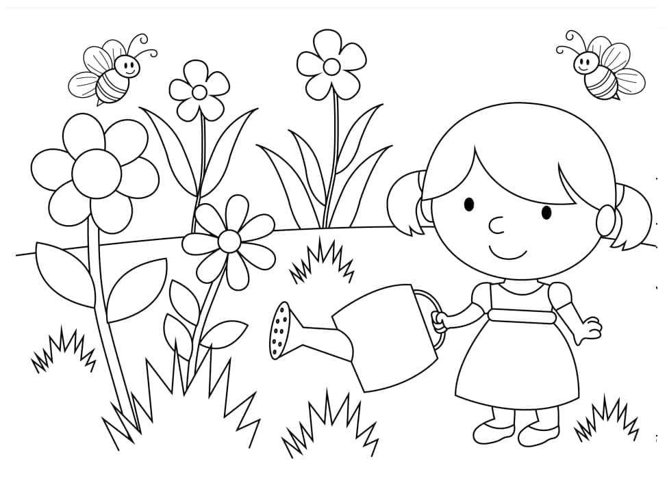 Giardino Gratuito per Bambini da colorare