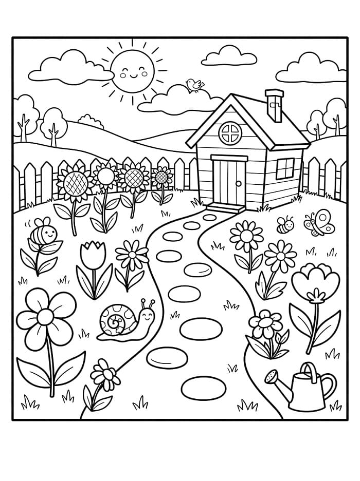 Giardino Stampabile Gratuito da colorare