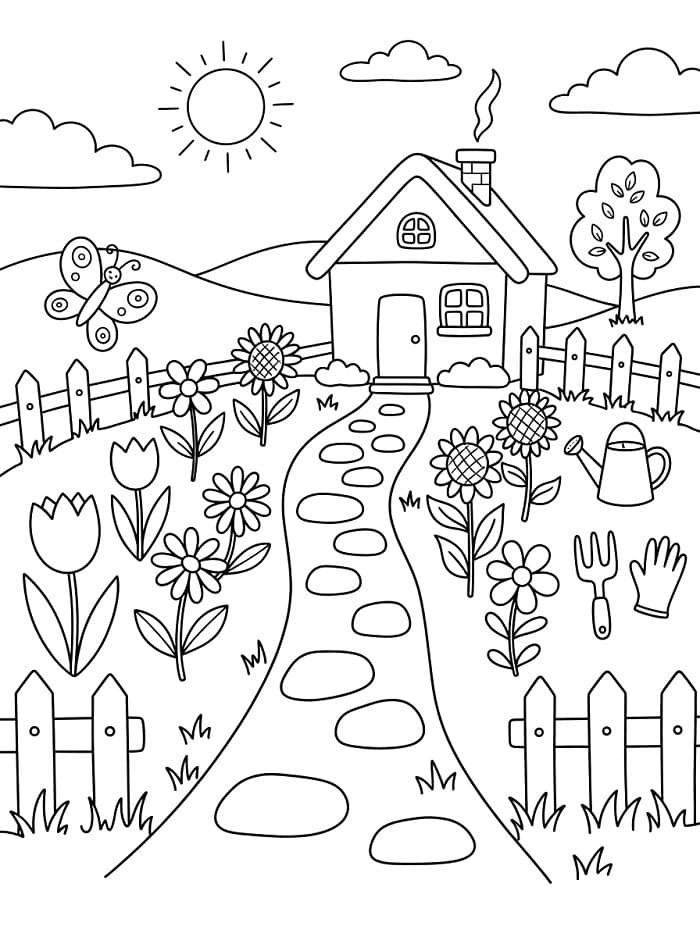 Giardino Stampabile da colorare