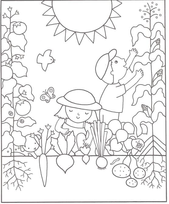 Immagine Stampabile di Giardino da colorare