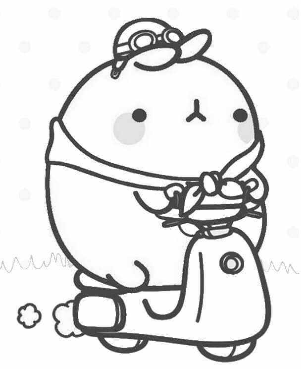 Molang sullo scooter