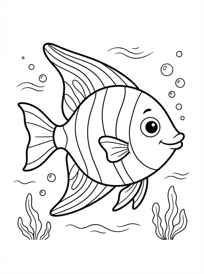 Pesce Angelo Stampabile Gratuito da colorare