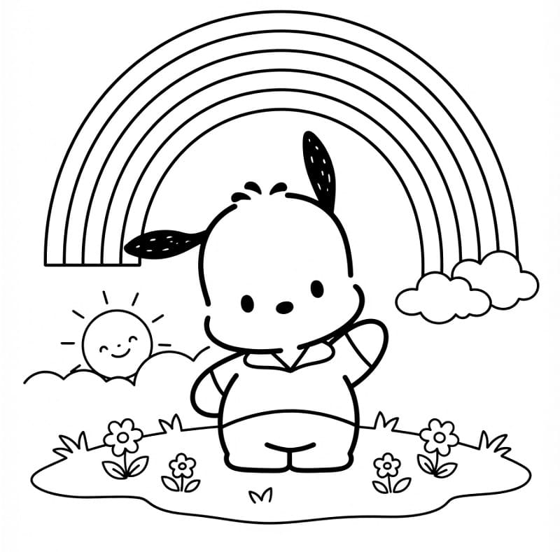 Pochacco con arcobaleno da colorare